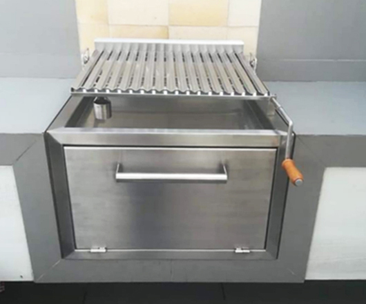 caja china y parrillas de acero inoxidable