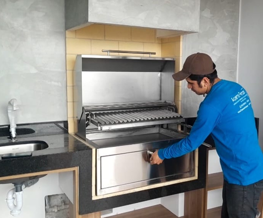 caja china y parrillas de acero inoxidable