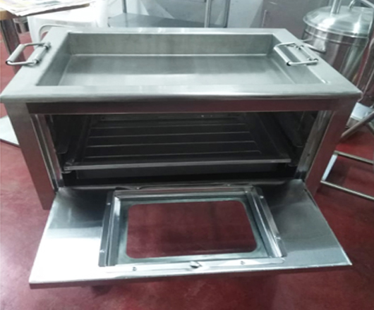 caja china y parrillas de acero inoxidable