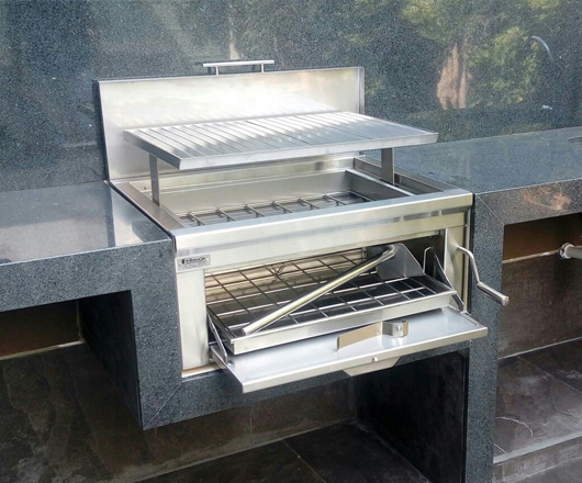 caja china y parrillas de acero inoxidable